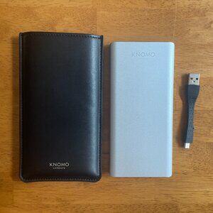 KNOMO London 10,000 mAh portable battery power pack with case